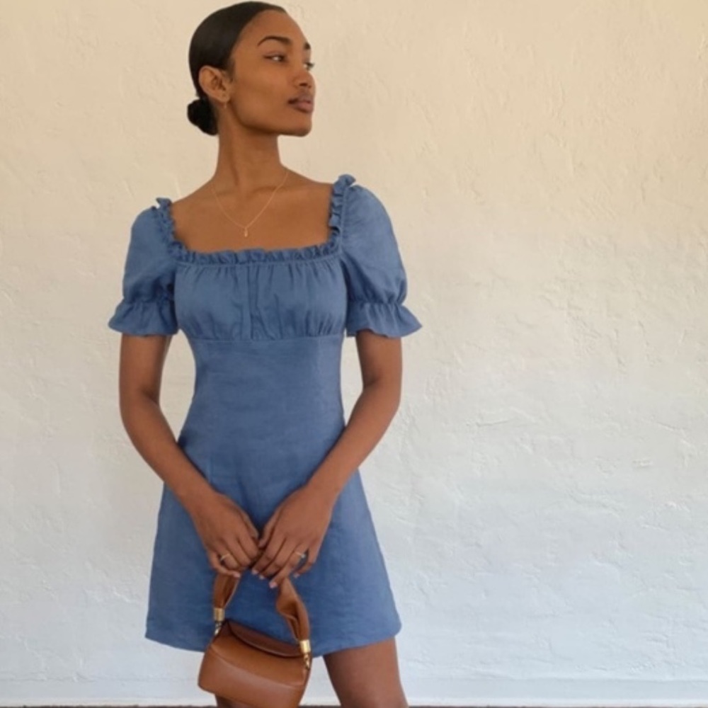 Reformation Robles Linen Dress, VGUC, Size 8, in Azul